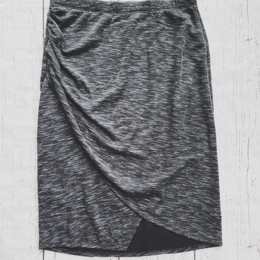 Anthropologie Maeve Heathered Charcoal Gray Midi Skirt Large
